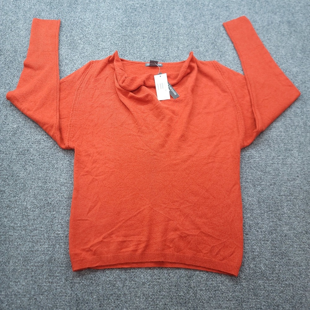 Chelsea & Theodore Fiery Orange 100% Cashmere Cowl Neck Sweater NWT M